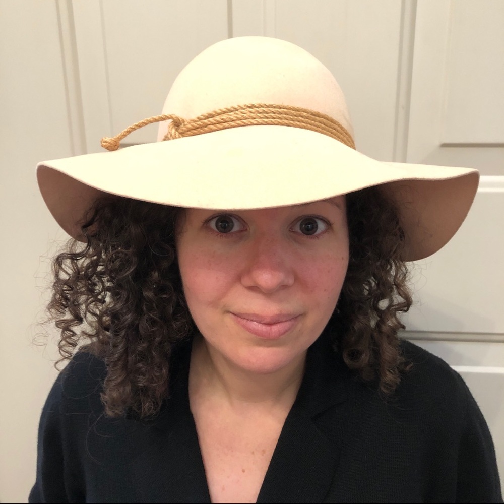 VTG Frank Olive Frank’s Girl for Bonwit Teller Wide Brim Floppy Hat Beige Sz S